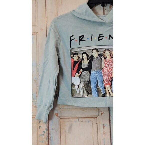 FRIENDS Girls XS 6/6X Sage Green Sweatshirt Graphic Printed Hooded Long Sleeve - Picture 4 of 7